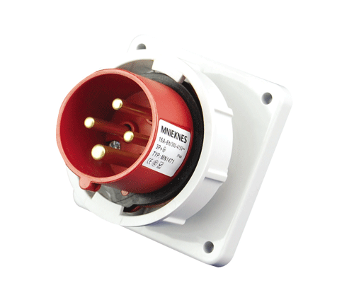 16A 3P+PE IP67  Panel Mounted Plug